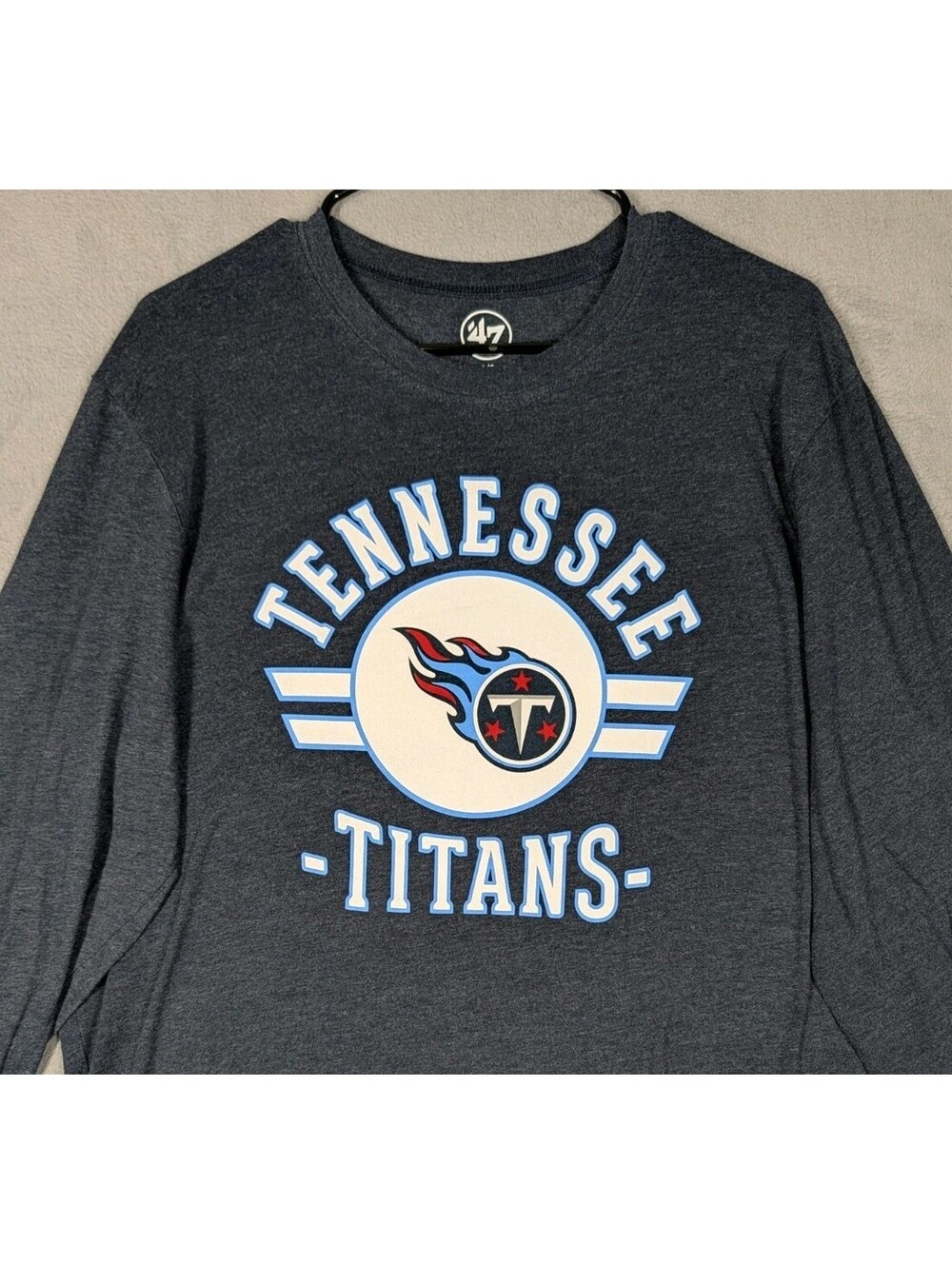 47 Brand Mens Large Gray Tennessee Titans Long Sleeve T Shirt NFL Football Logos